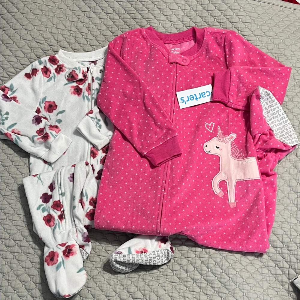 Carter's Pink and White Baby Sleepers Set
